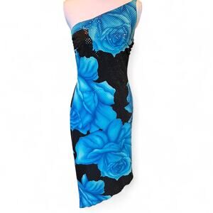 Vintage Cache One-Shoulder Sequin Dress Y2K Asymmetrical Cocktail / Prom / Party